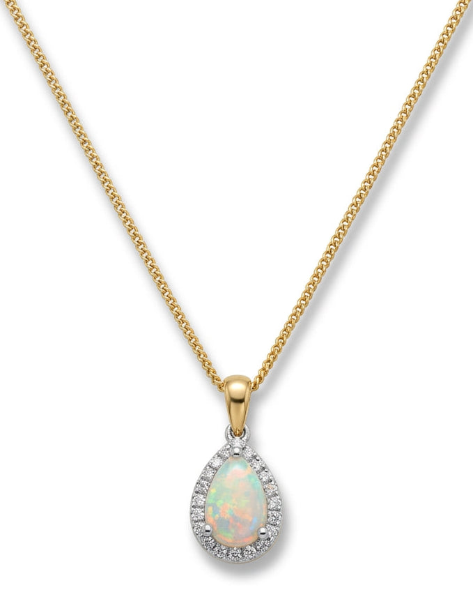 Ogden Of Harrogate Jewellery A Opal and Diamond Pendant and Chain, 18 inch