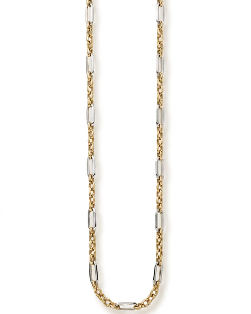 Ogden Of Harrogate Jewellery A Oval and Circular Link Necklace in 9ct Yellow and White Gold