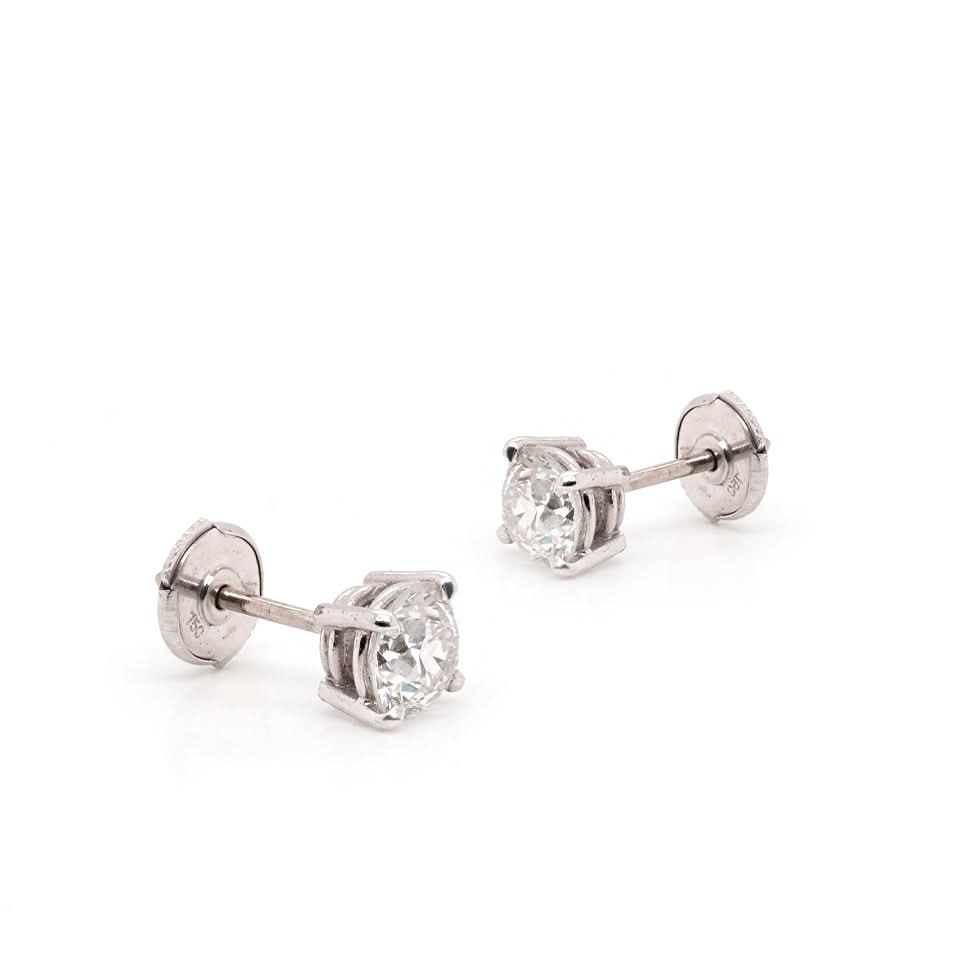 Ogden of Harrogate Jewellery A Pair of 18ct Gold Old Brilliant-Cut Diamond Stud Earrings