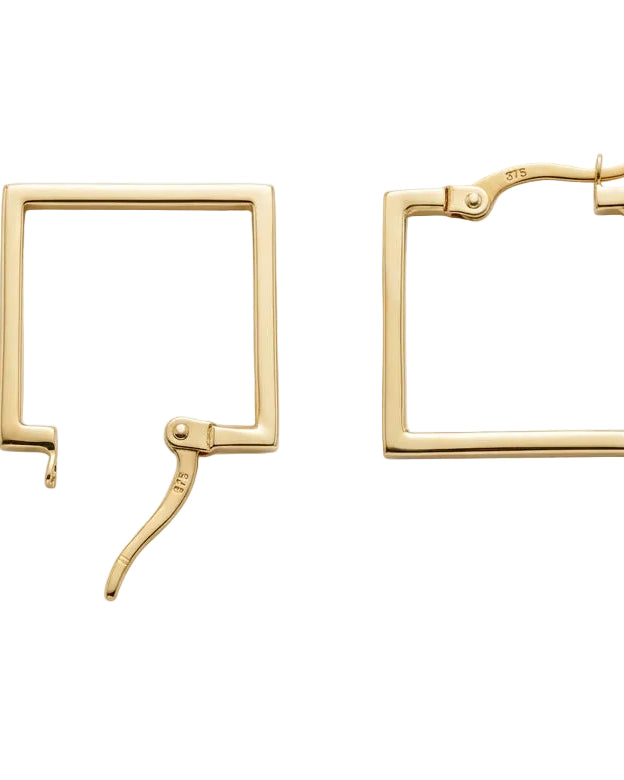 Ogden Of Harrogate Jewellery A Pair of Square Hoop Earrings in 9ct Yellow Gold