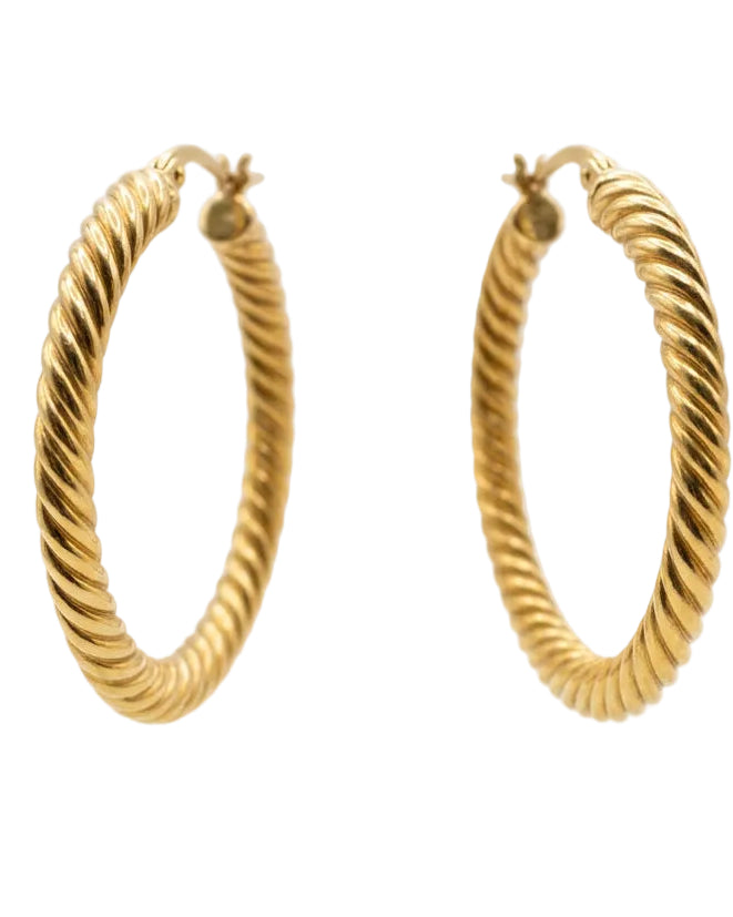 Ogden Of Harrogate Jewellery A Pair of Twisted Hoop Earrings in 9ct Yellow Gold