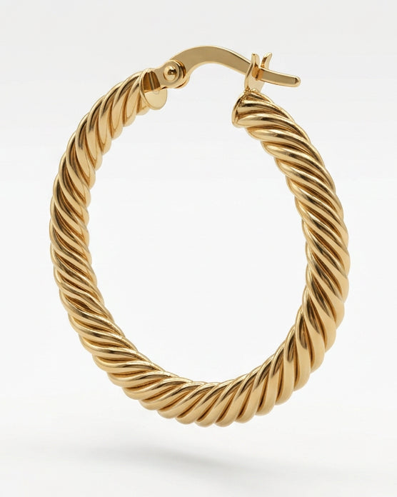 Ogden Of Harrogate Jewellery A Pair of Twisted Hoop Earrings in 9ct Yellow Gold