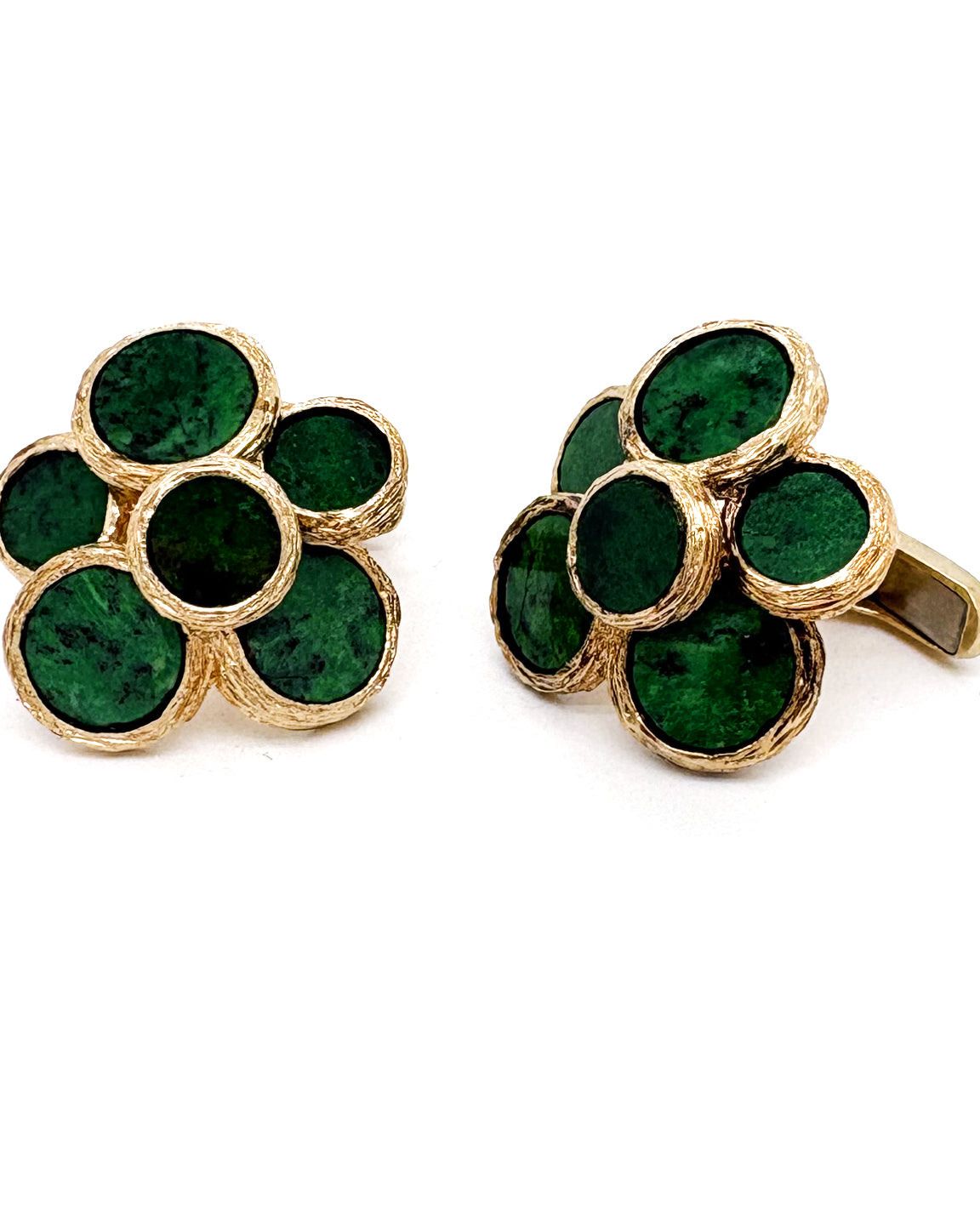 Ogden Of Harrogate Jewellery A Pair of Vintage Green Hardstone Cufflinks Circa 1960s