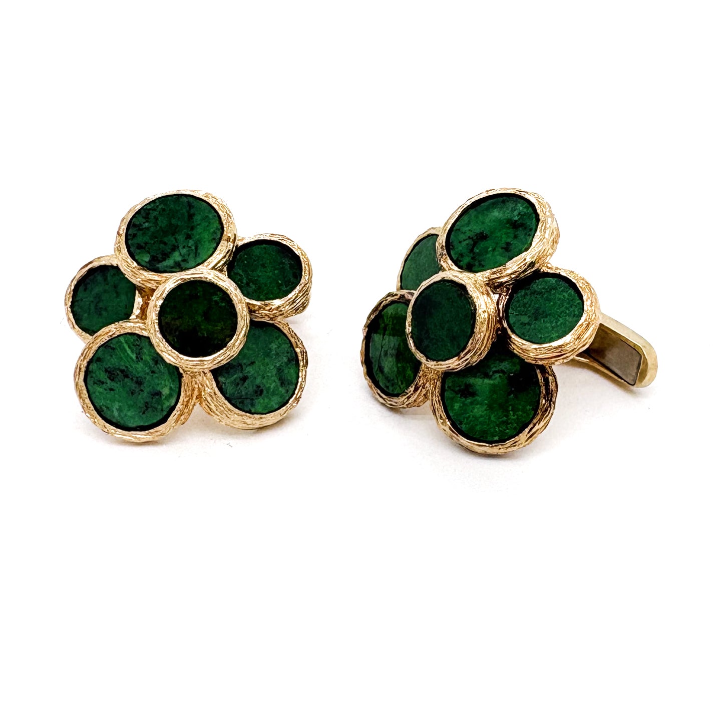 Ogden Of Harrogate Jewellery A Pair of Vintage Green Hardstone Cufflinks Circa 1960s