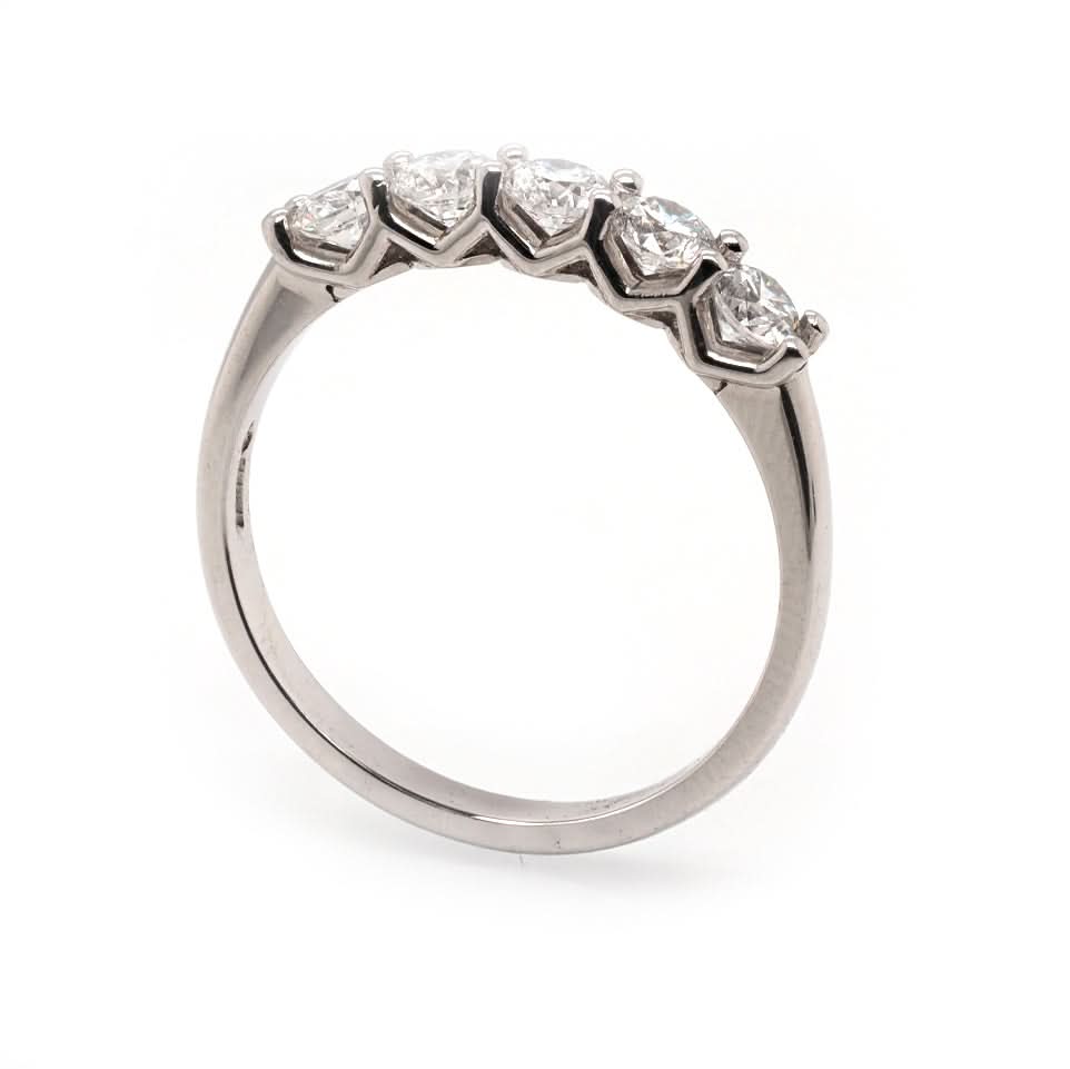 Ogden of Harrogate Jewellery A Platinum V Set Five Stone Diamond Ring, 0.78cts Total Weight