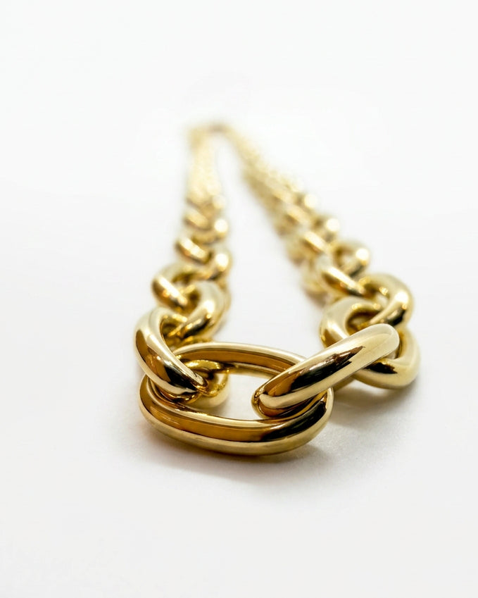 Ogden Of Harrogate Jewellery A Solid Link Trace Style Heavy Necklace in 9ct Yellow Gold