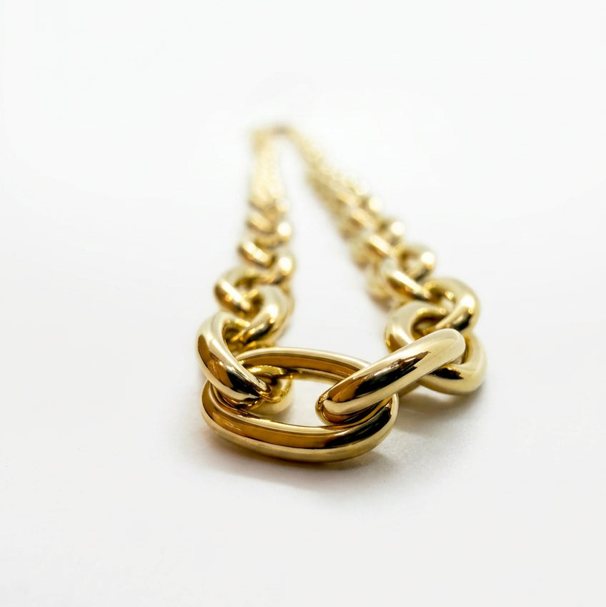 Ogden Of Harrogate Jewellery A Solid Link Trace Style Heavy Necklace in 9ct Yellow Gold