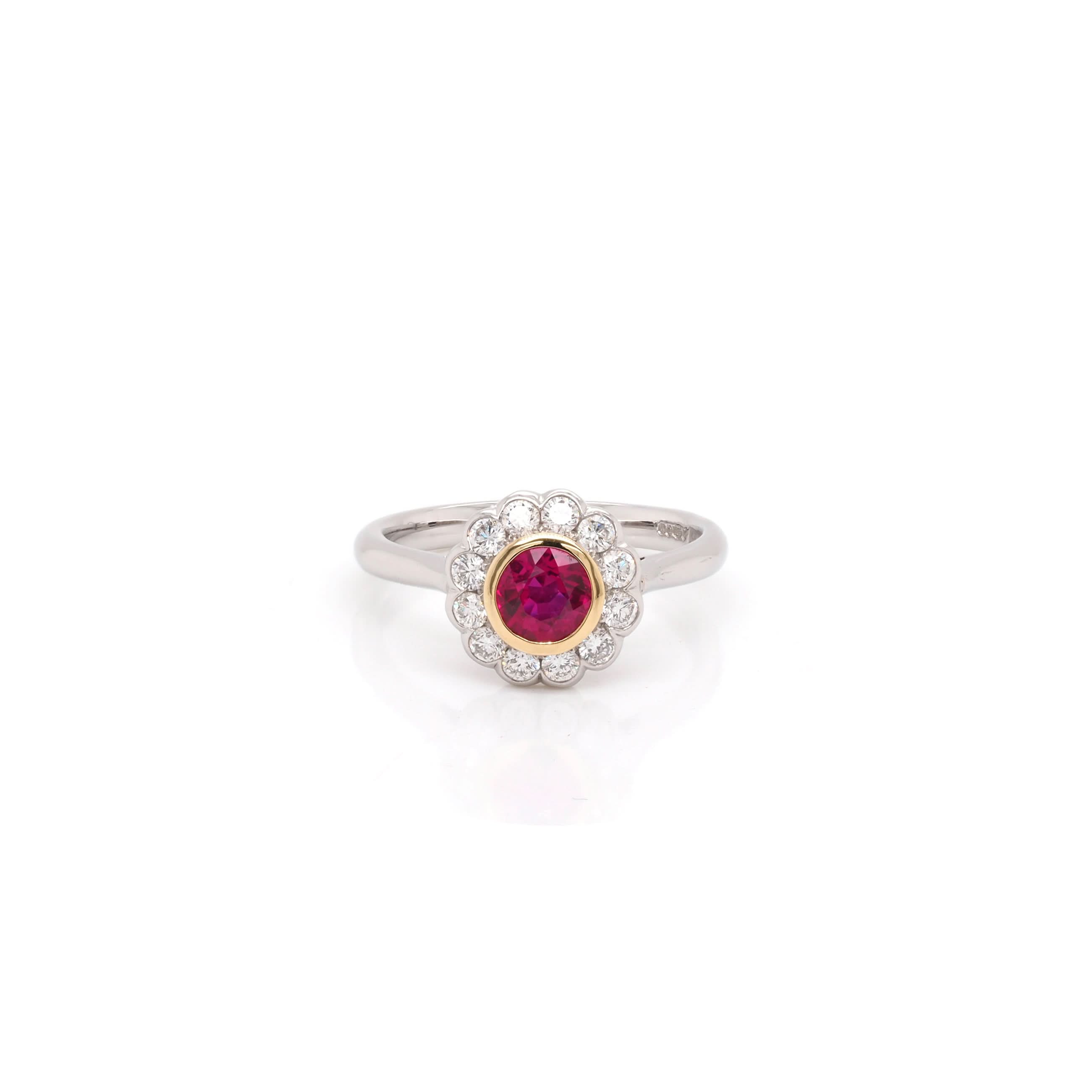 Ogden of Harrogate Jewellery An 18ct White and Yellow Gold Ruby Cluster Ring