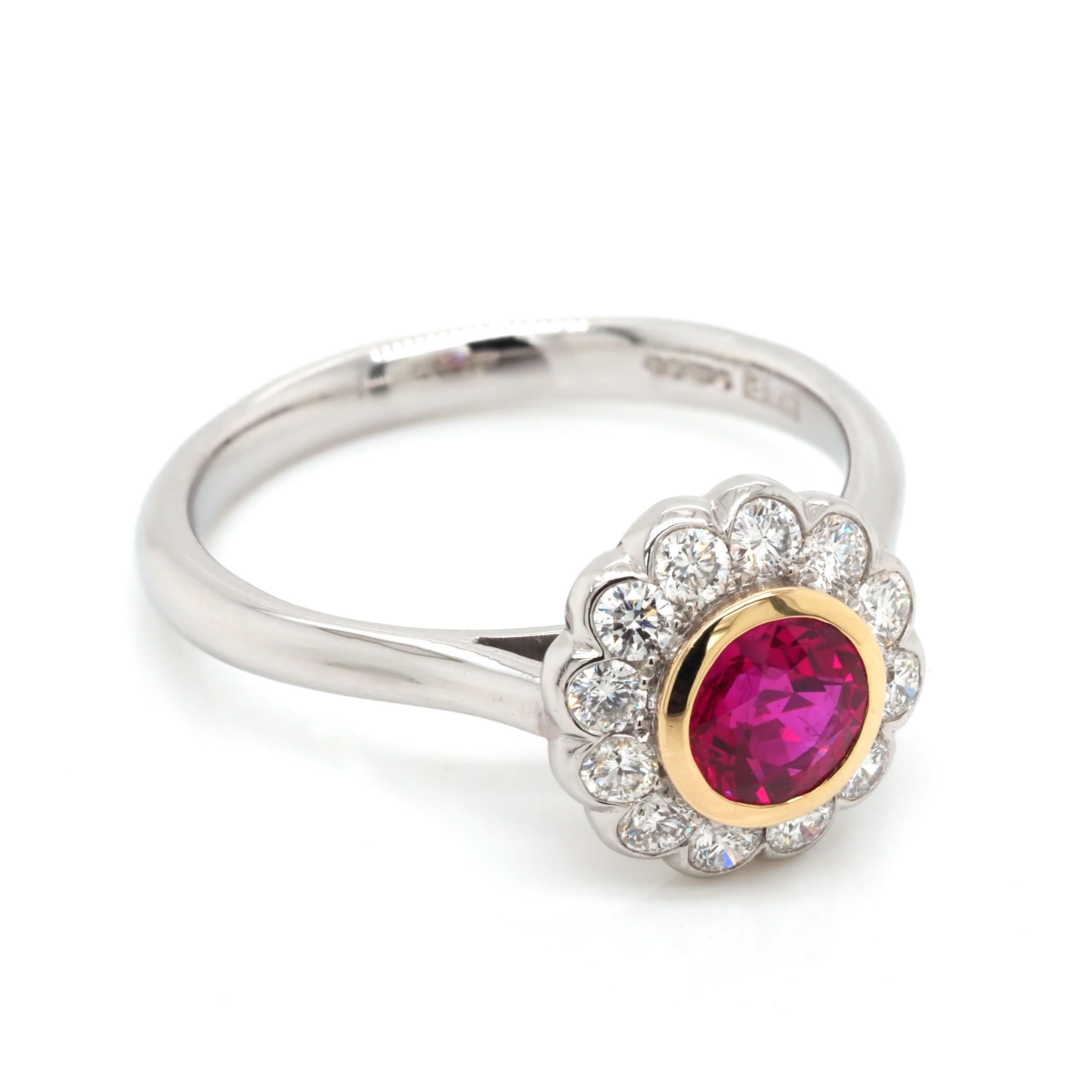Ogden of Harrogate Jewellery An 18ct White and Yellow Gold Ruby Cluster Ring