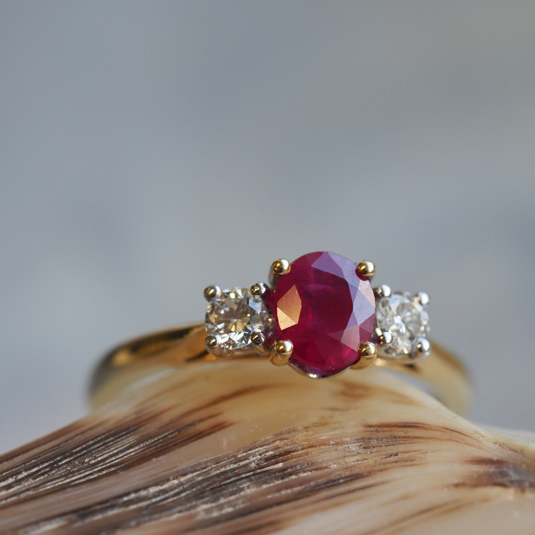 Ogden of Harrogate Jewellery An 18ct Yellow Gold Ruby and Diamond Ring