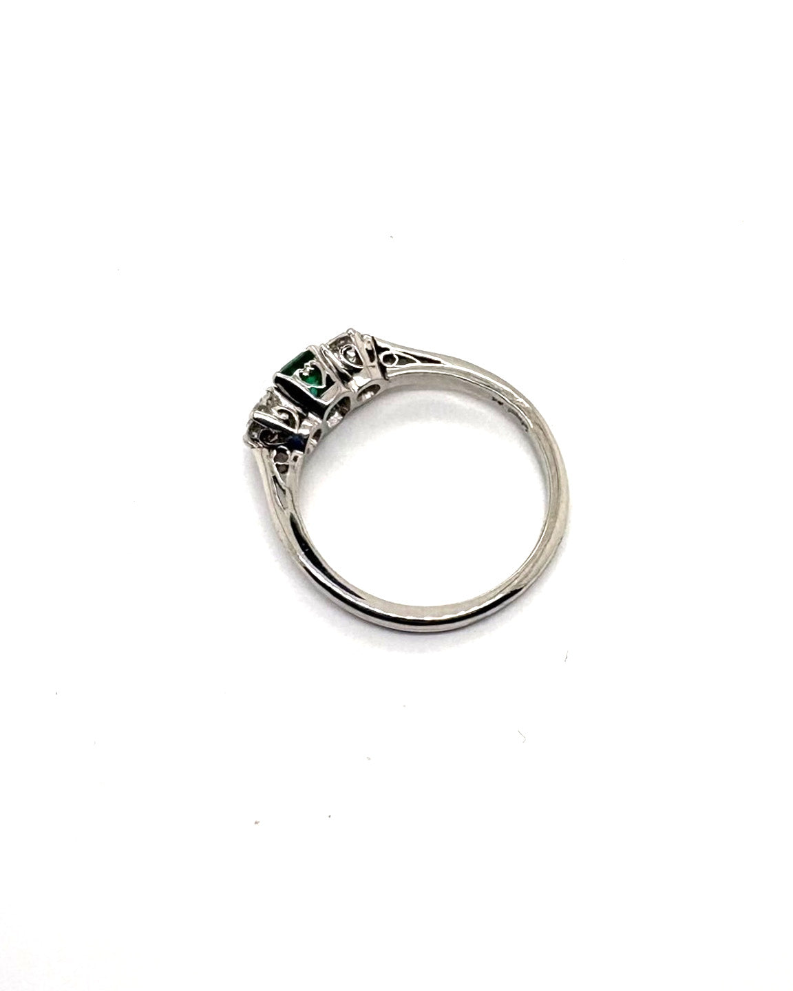 Ogden Of Harrogate Jewellery An Emerald and Diamond Three-stone Ring