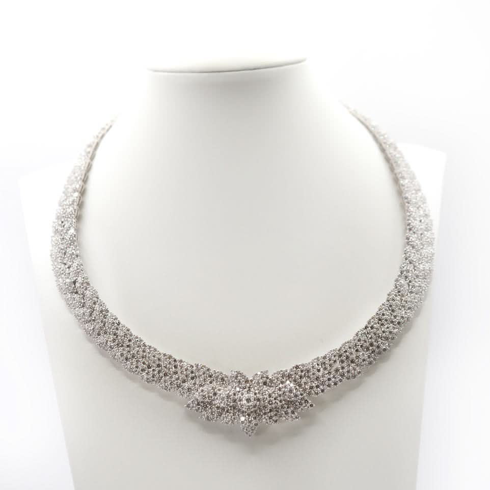 Ogden of Harrogate Jewellery Antique 9ct Yellow Gold & Silver Diamond Riviera Necklace – Circa 1880