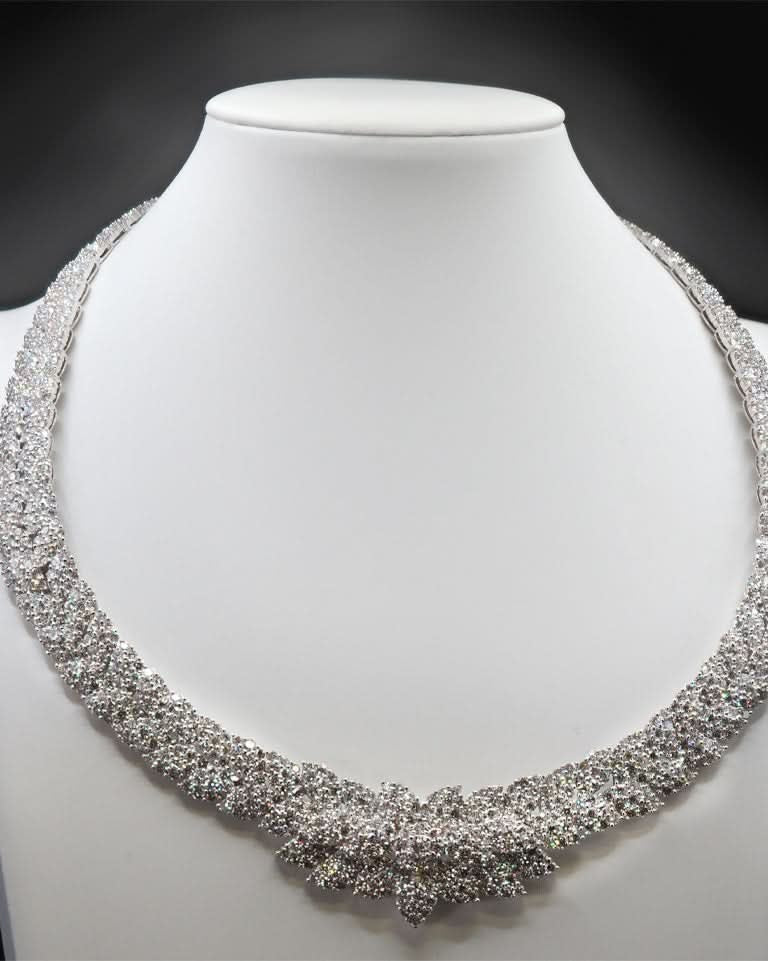 Ogden of Harrogate Jewellery Antique 9ct Yellow Gold & Silver Diamond Riviera Necklace – Circa 1880
