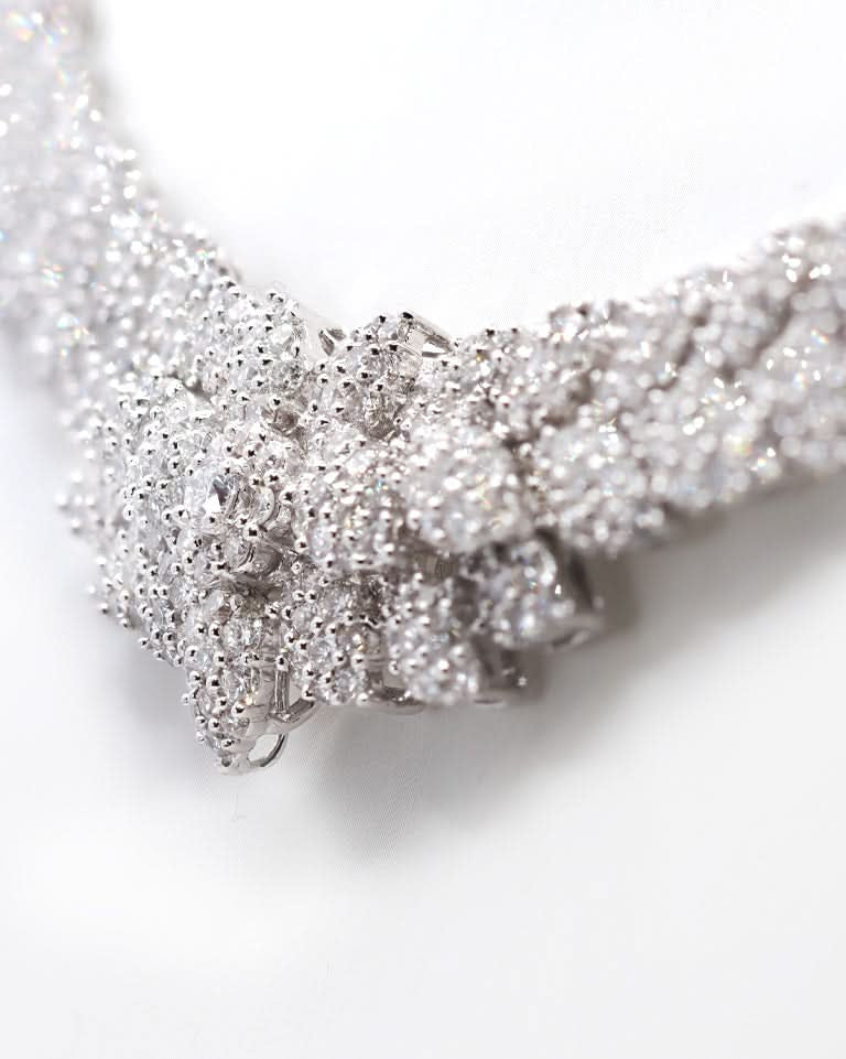 Ogden of Harrogate Jewellery Antique 9ct Yellow Gold & Silver Diamond Riviera Necklace – Circa 1880