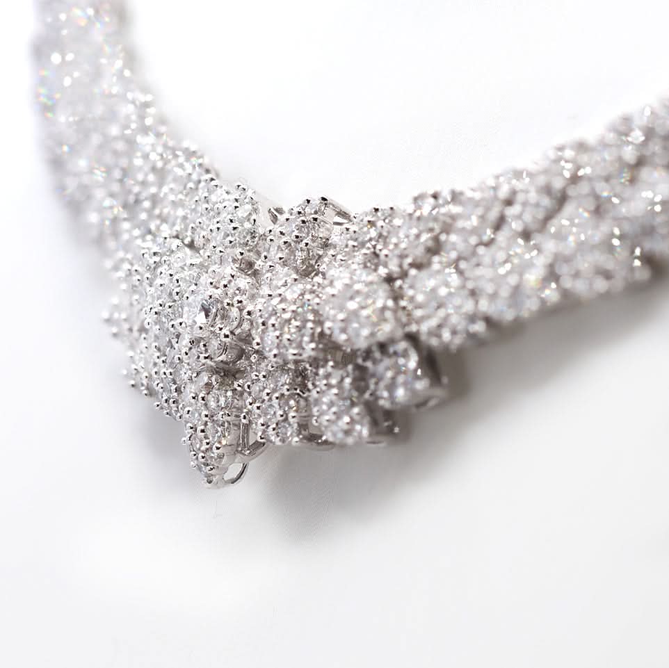 Ogden of Harrogate Jewellery Antique 9ct Yellow Gold & Silver Diamond Riviera Necklace – Circa 1880