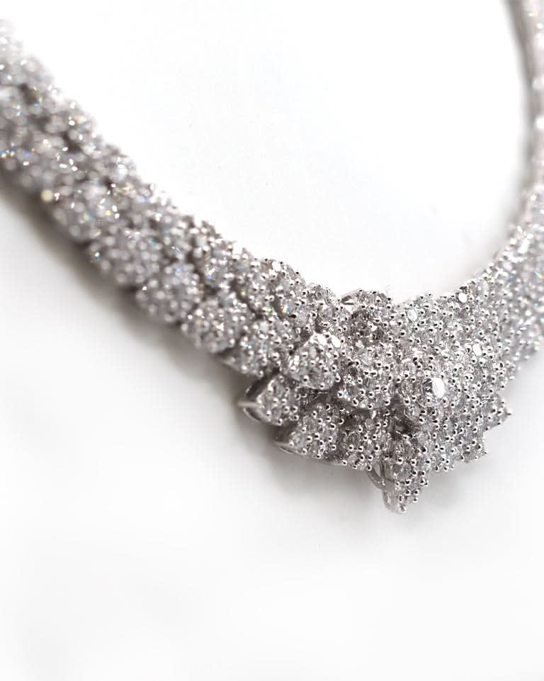 Ogden of Harrogate Jewellery Antique 9ct Yellow Gold & Silver Diamond Riviera Necklace – Circa 1880