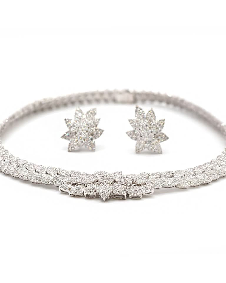 Ogden of Harrogate Jewellery Antique 9ct Yellow Gold & Silver Diamond Riviera Necklace – Circa 1880