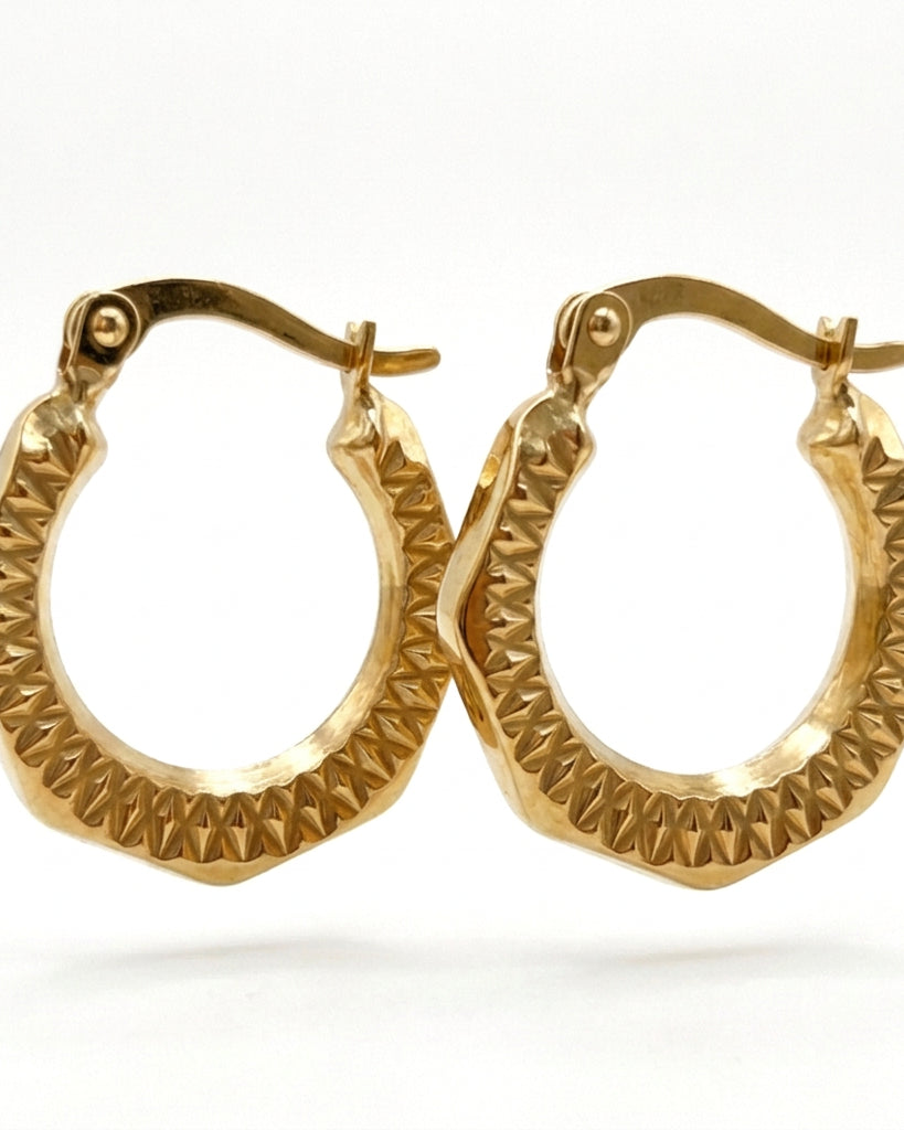 Ogden Of Harrogate Jewellery Antique Style Croeole Hoop Earrings in 9ct Yellow Gold