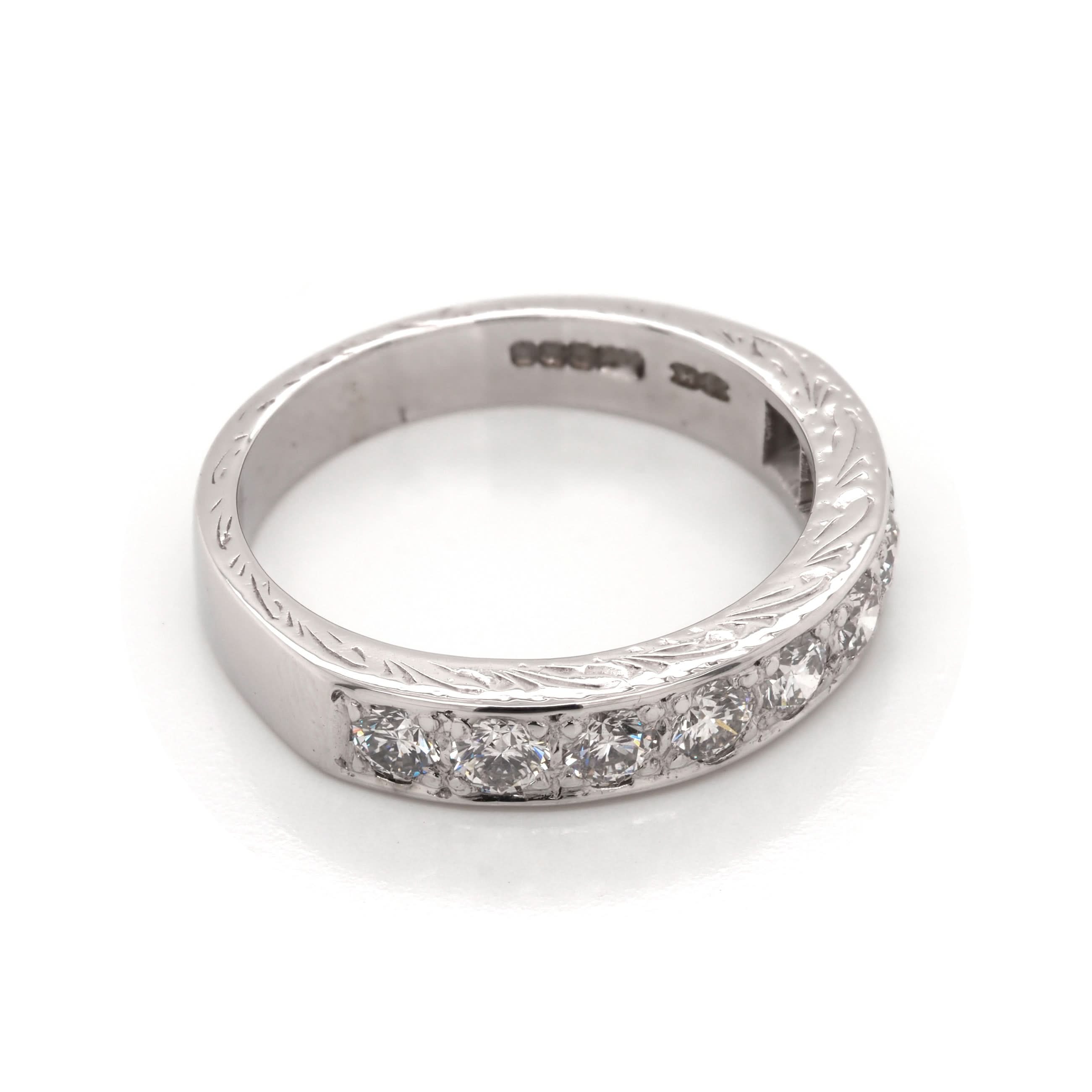 Ogden of Harrogate Jewellery Art Deco 18ct White Gold Diamond Half-Eternity Ring