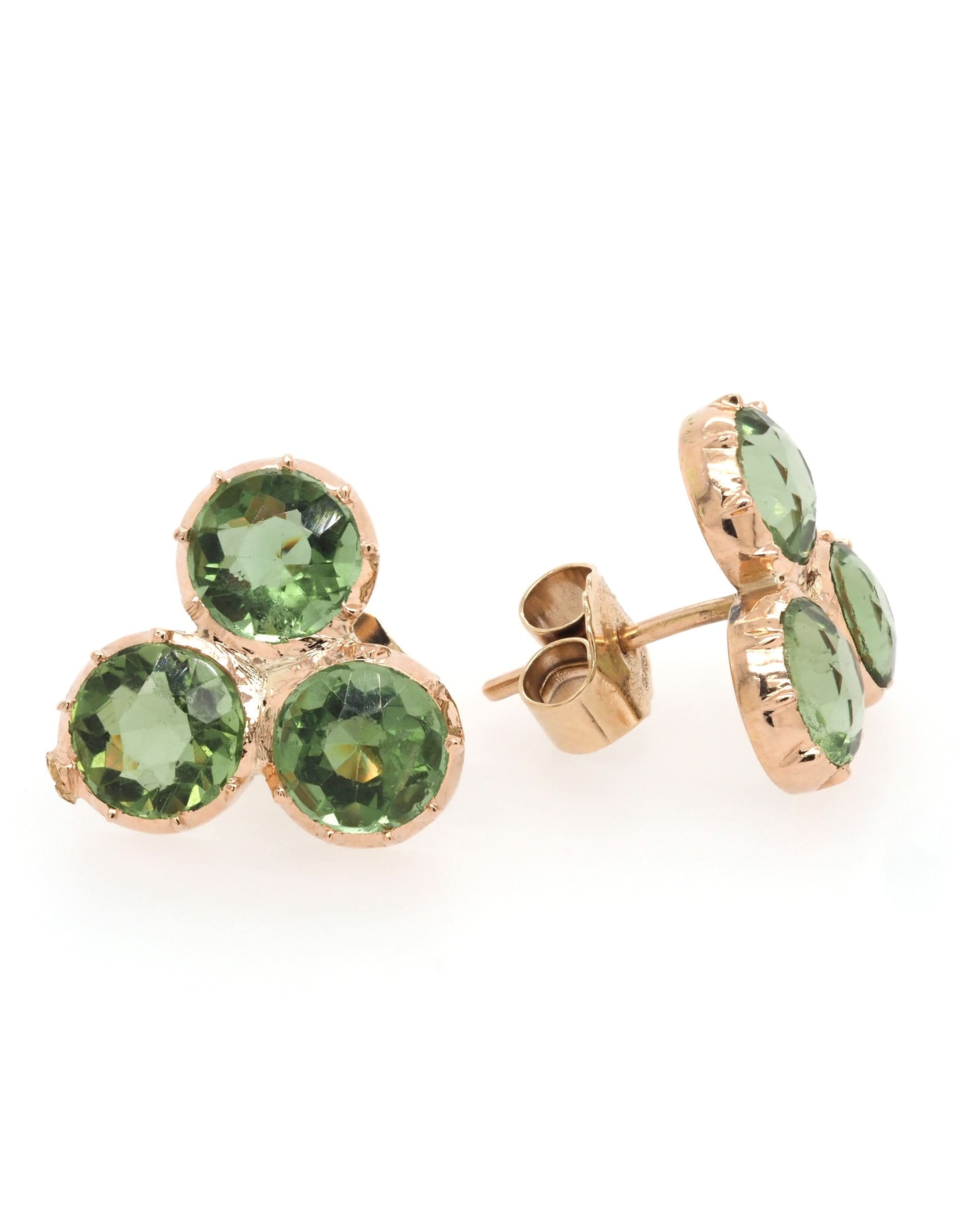 Ogden of Harrogate Jewellery Art Deco 9ct Yellow Gold Peridot Triplet Earrings, c.1930