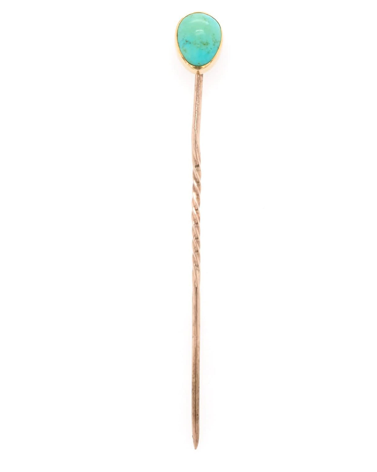 Ogden of Harrogate Jewellery Art Deco 9ct Yellow Gold Turquoise Pin, c.1930