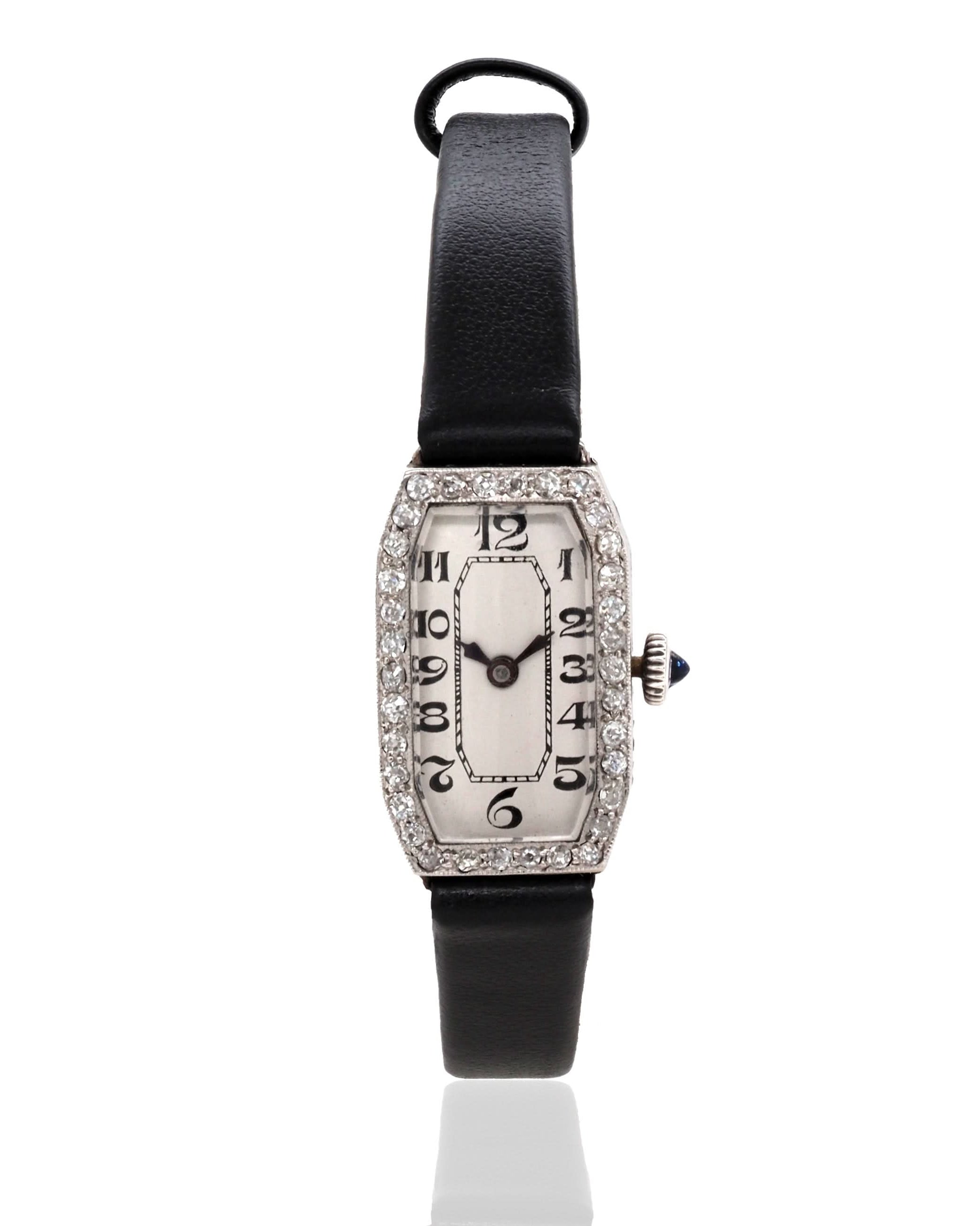 Ogden of Harrogate Jewellery Art Deco Diamond-Set Platinum Cocktail Watch