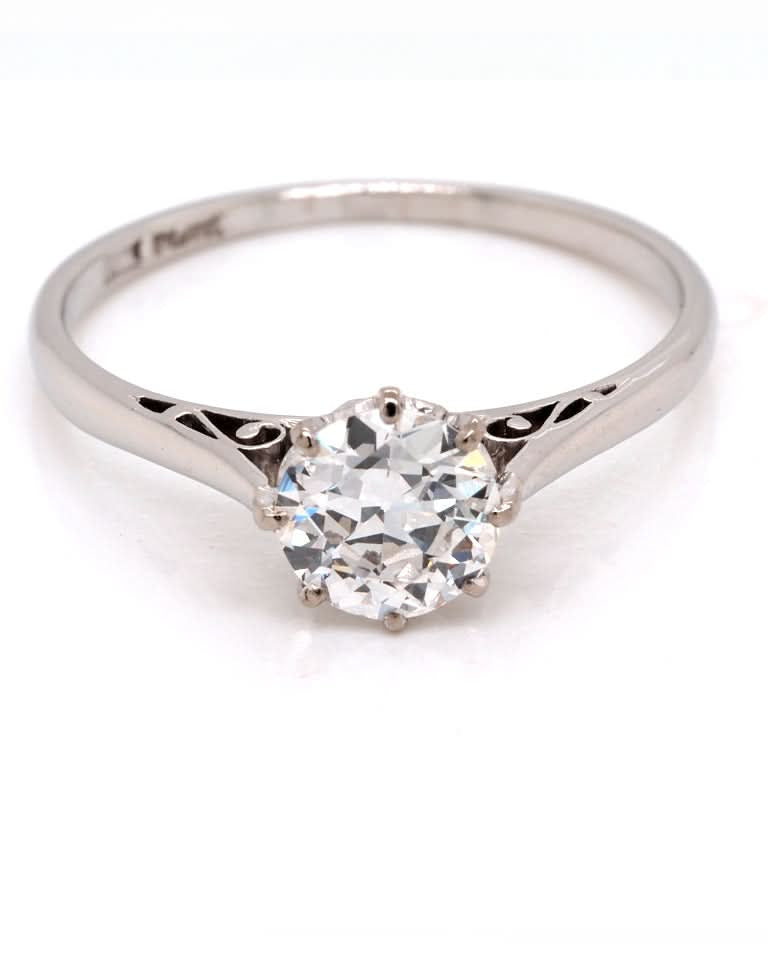 Ogden of Harrogate Jewellery Art Deco Platinum Diamond Solitaire Ring