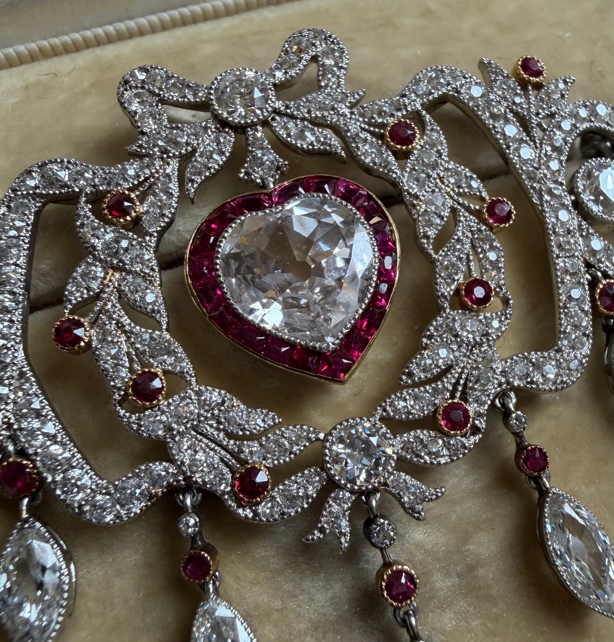 Ogden Of Harrogate Jewellery Belle Époque Diamond & Ruby Edwardian Brooch *POA*