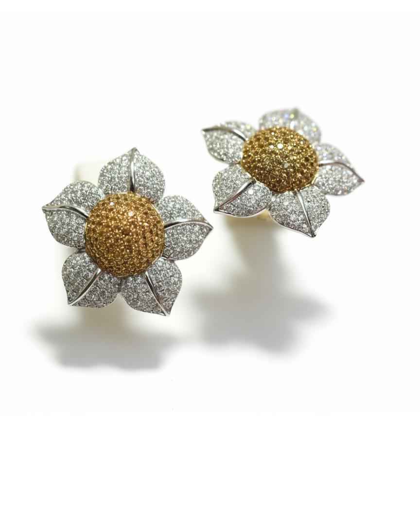 Ogden of Harrogate Jewellery Daisy Earrings Studded with 3ct of Diamonds and 1.5ct of Sappires