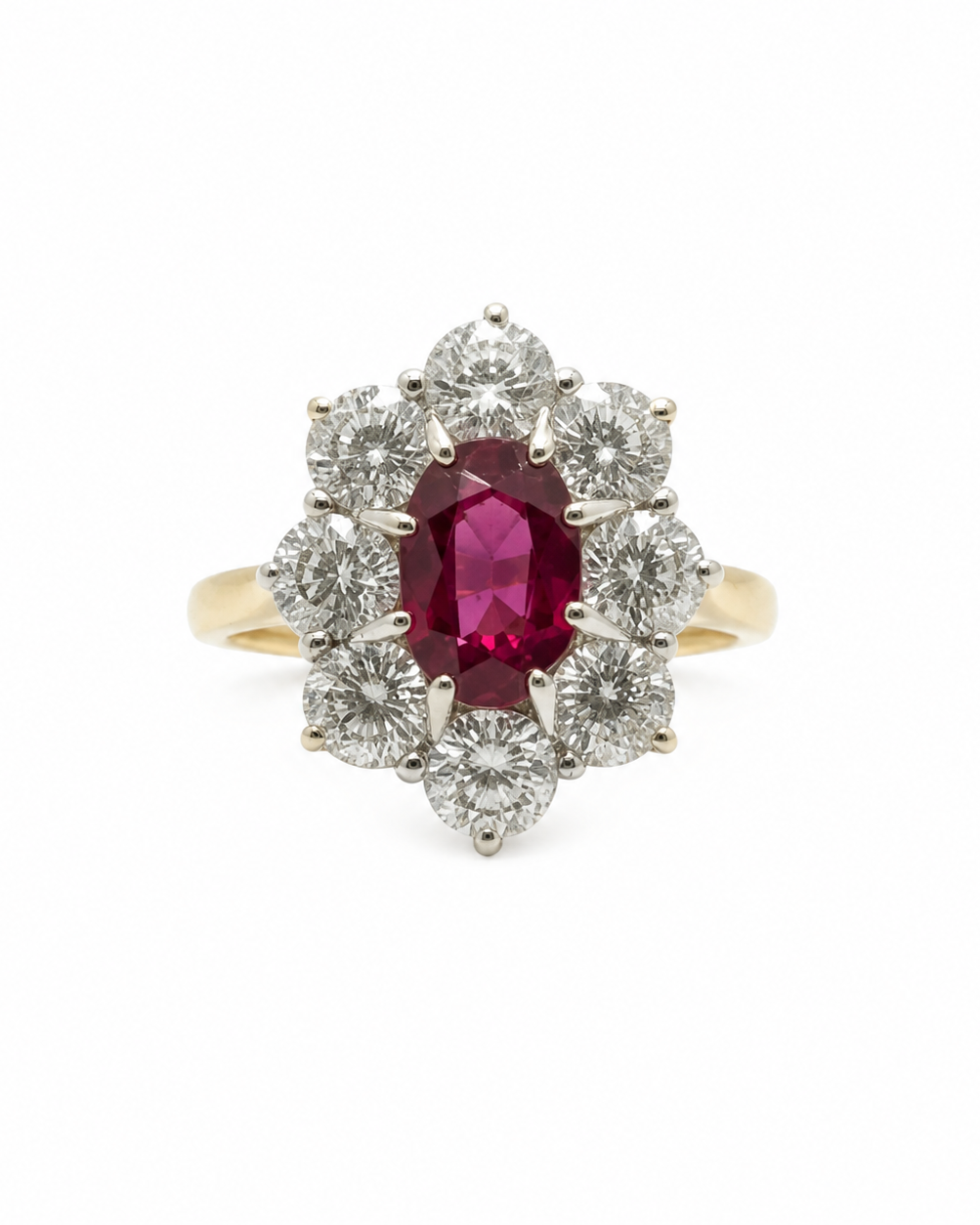 Ogden of Harrogate Jewellery Diamond and Ruby Cluster Ring