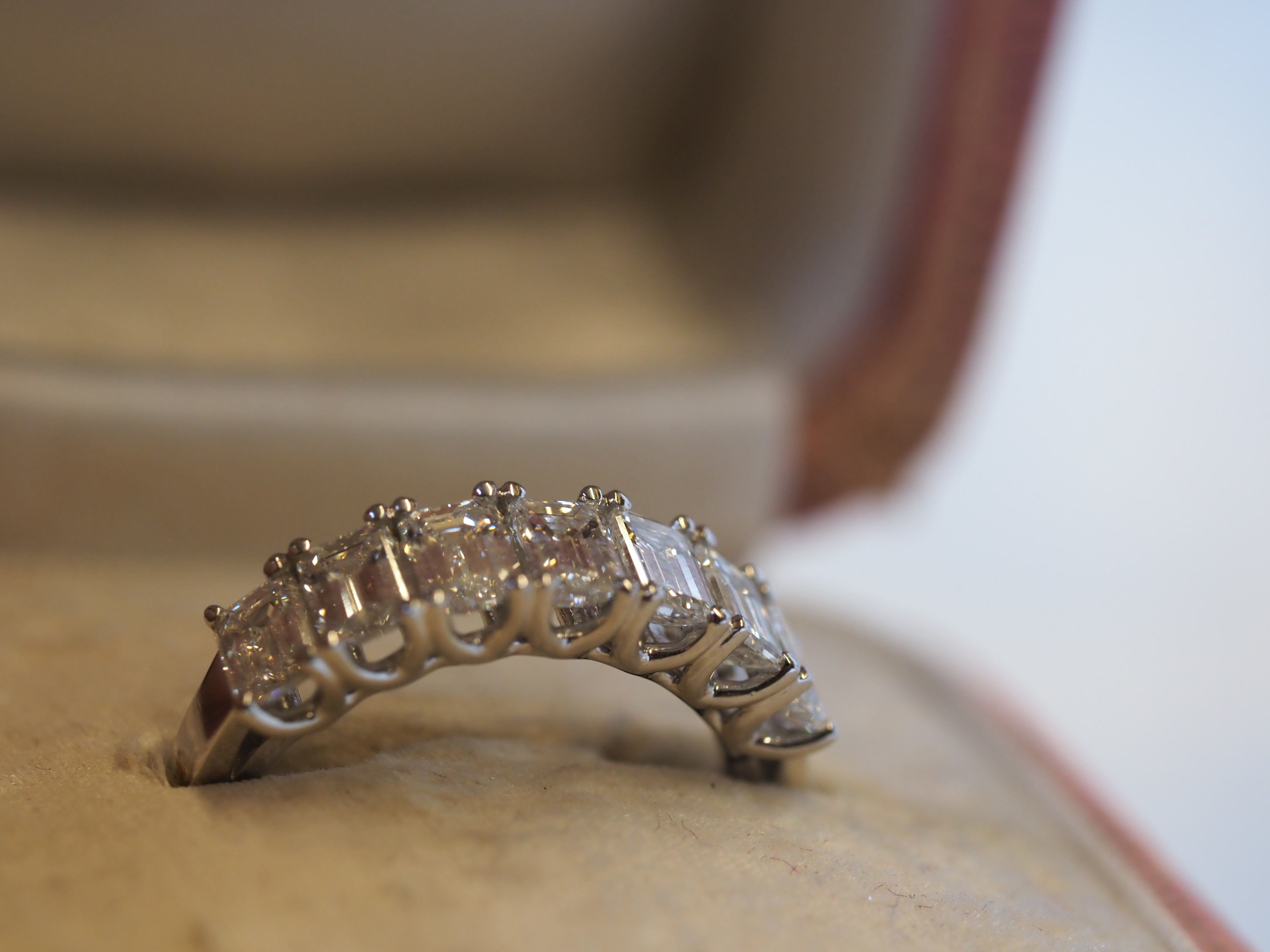 Ogden Of Harrogate Jewellery Diamond Baguette Half-Eternity Ring in Platinum