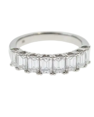 Ogden Of Harrogate Jewellery Diamond Baguette Half-Eternity Ring in Platinum
