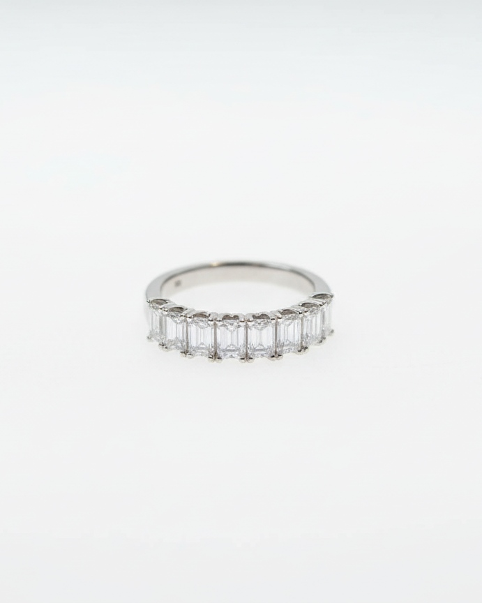 Ogden Of Harrogate Jewellery Diamond Baguette Half-Eternity Ring in Platinum