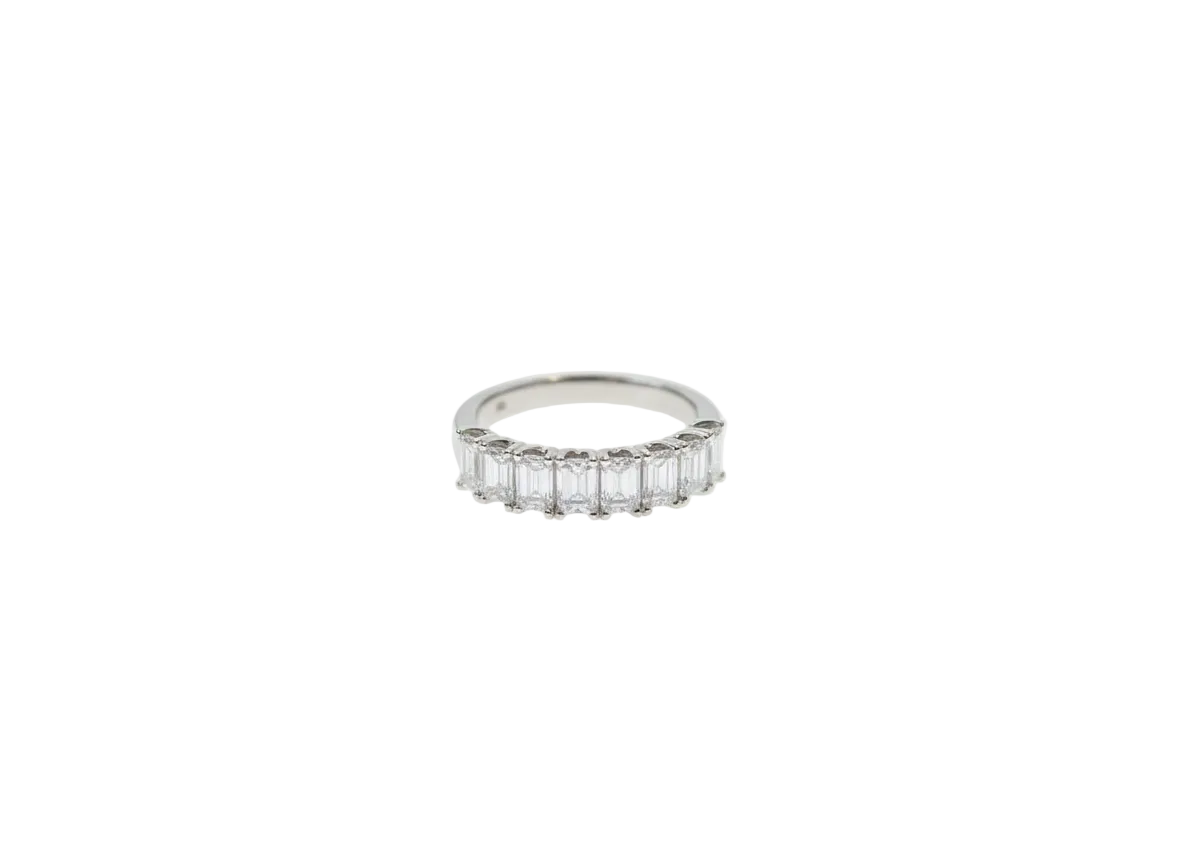 Ogden Of Harrogate Jewellery Diamond Baguette Half-Eternity Ring in Platinum