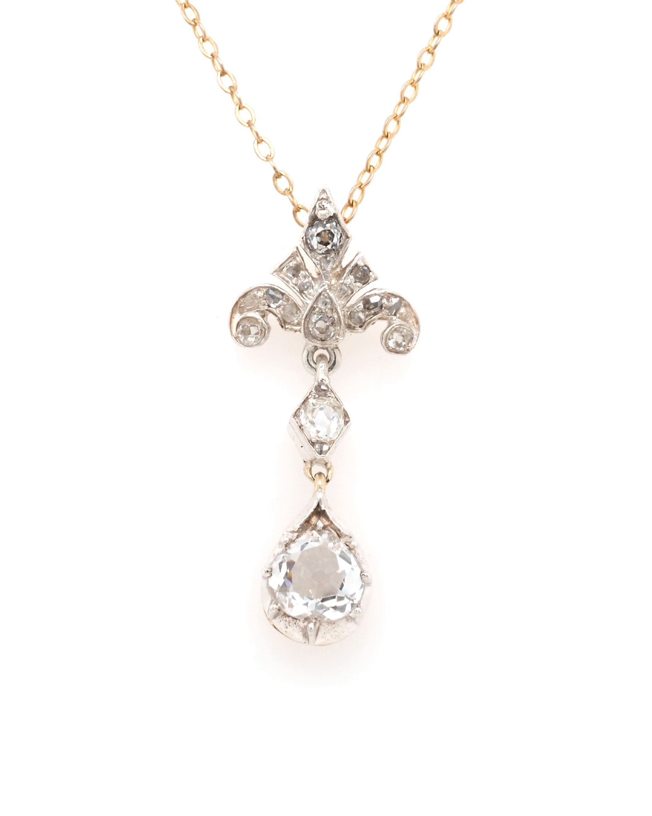 Ogden of Harrogate Jewellery Edwardian Silver and Gold Diamond Pendant