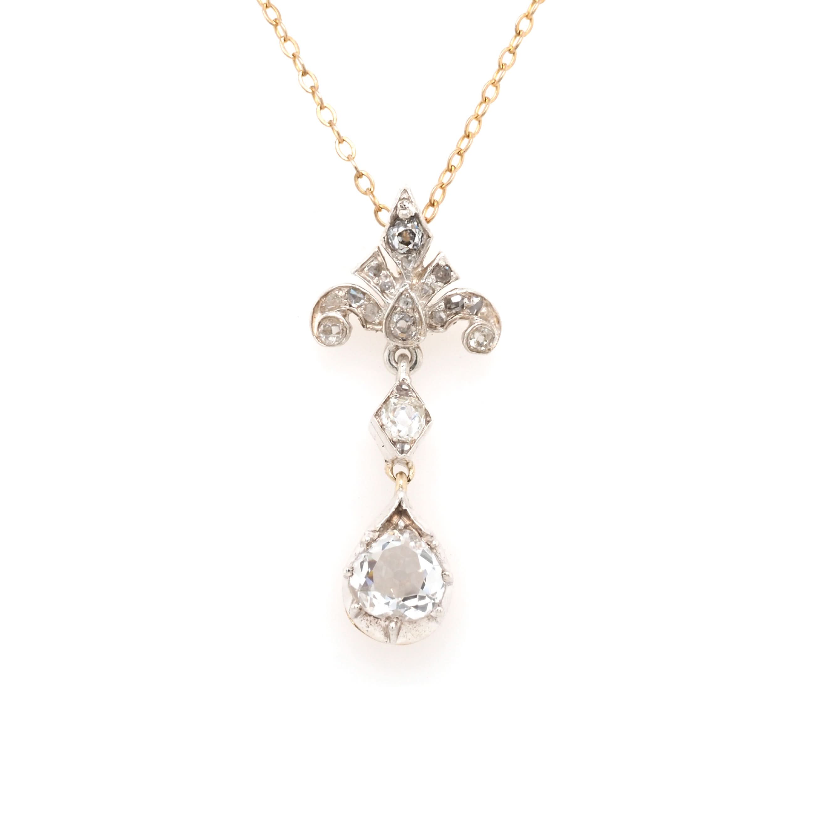 Ogden of Harrogate Jewellery Edwardian Silver and Gold Diamond Pendant