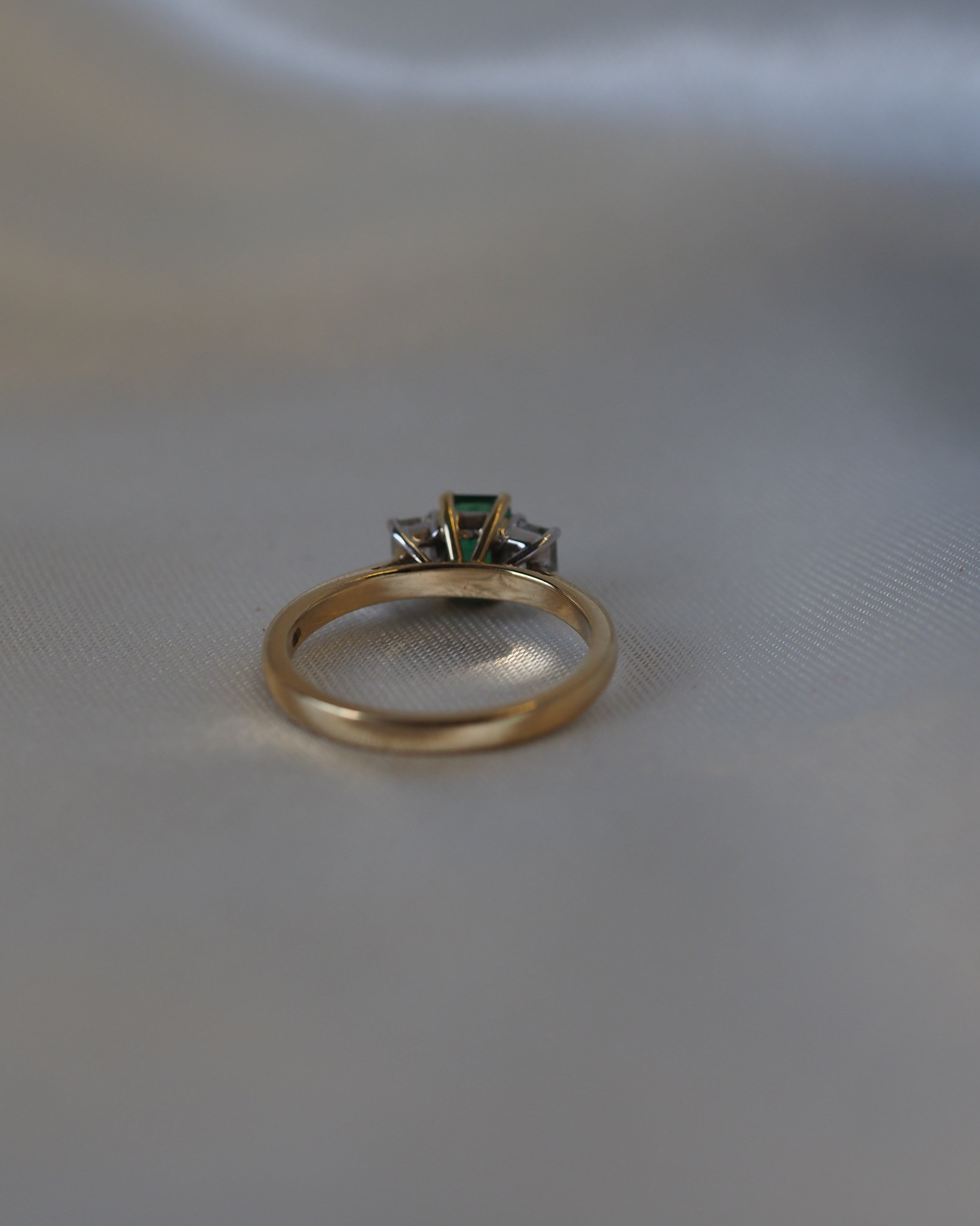 Ogden of Harrogate Jewellery Emerald and Diamond Three-Stone Ring in 18ct Yellow Gold