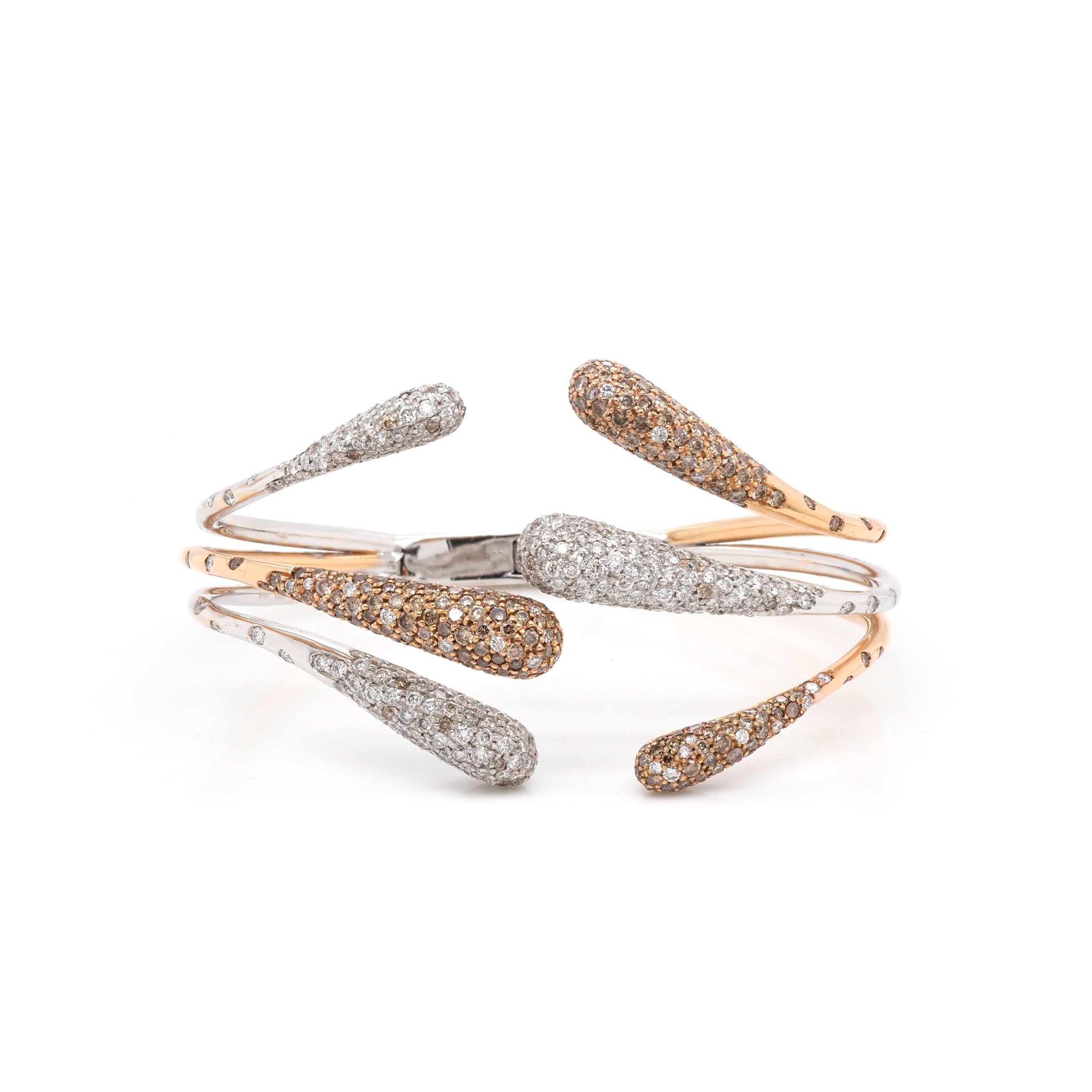 Ogden of Harrogate Jewellery Favero 18ct White and Rose Gold Diamond-Set Snake Bangle
