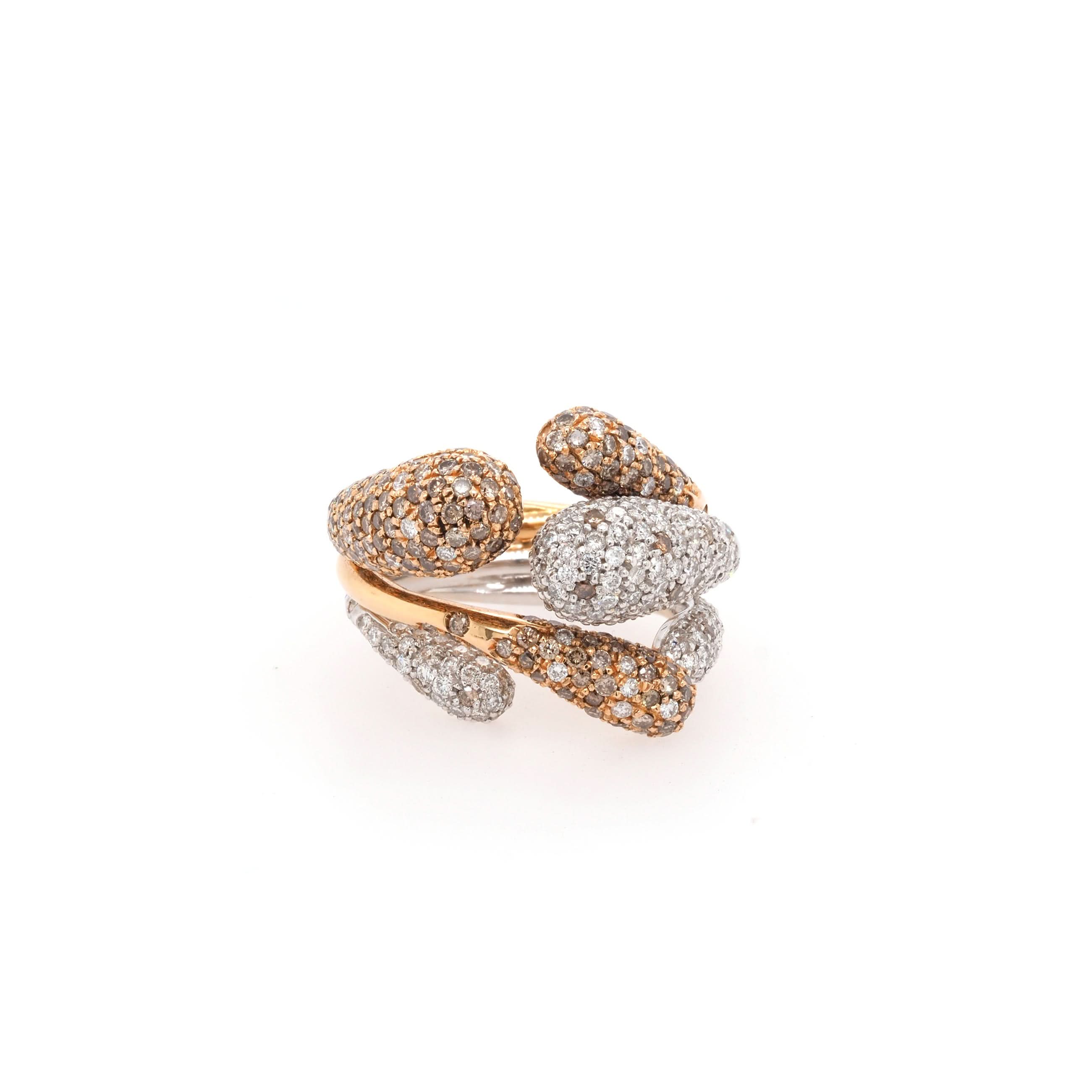 Ogden of Harrogate Jewellery Favero 18ct White and Rose Gold Diamond-Set Snake Ring