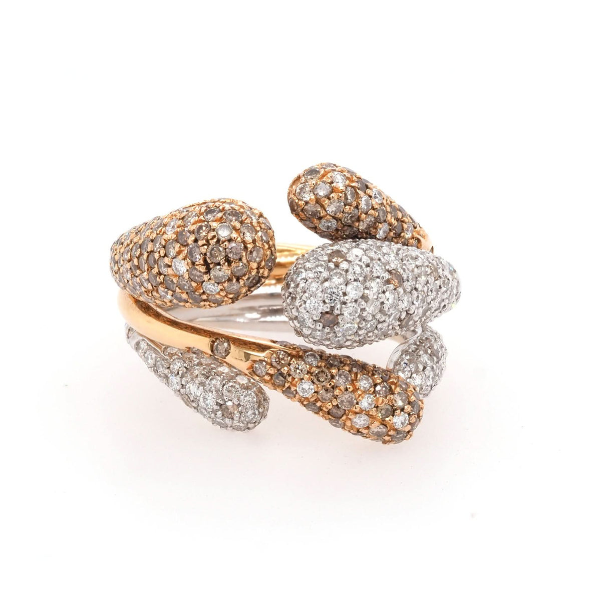 Ogden of Harrogate Jewellery Favero 18ct White and Rose Gold Diamond-Set Snake Ring