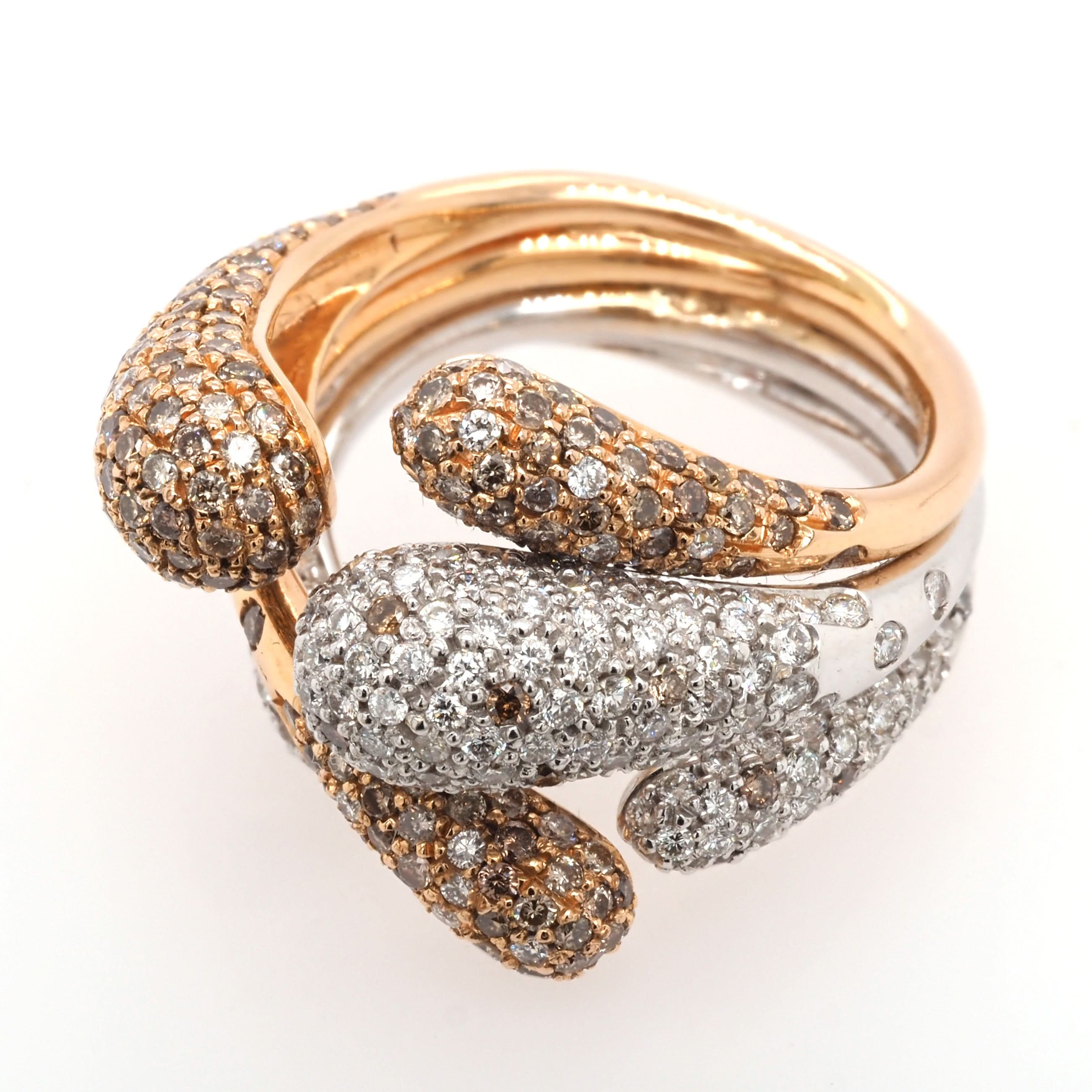 Ogden of Harrogate Jewellery Favero 18ct White and Rose Gold Diamond-Set Snake Ring