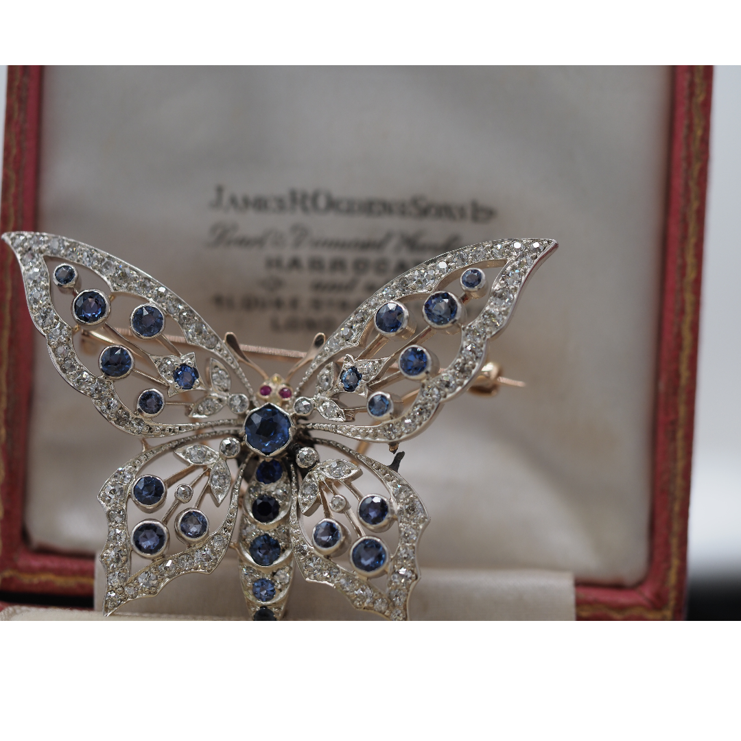 Ogden of Harrogate Jewellery Incredible Saphire and Diamond Butterfly Brooch Circa 1880