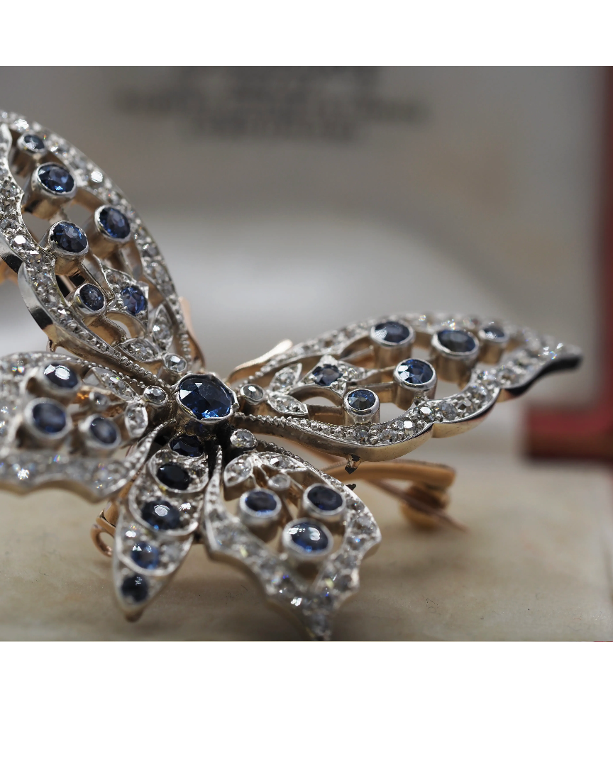Ogden of Harrogate Jewellery Incredible Saphire and Diamond Butterfly Brooch Circa 1880