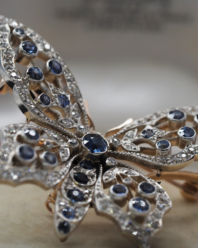 Ogden of Harrogate Jewellery Incredible Saphire and Diamond Butterfly Brooch Circa 1880