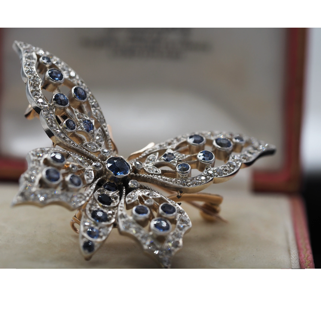 Ogden of Harrogate Jewellery Incredible Saphire and Diamond Butterfly Brooch Circa 1880