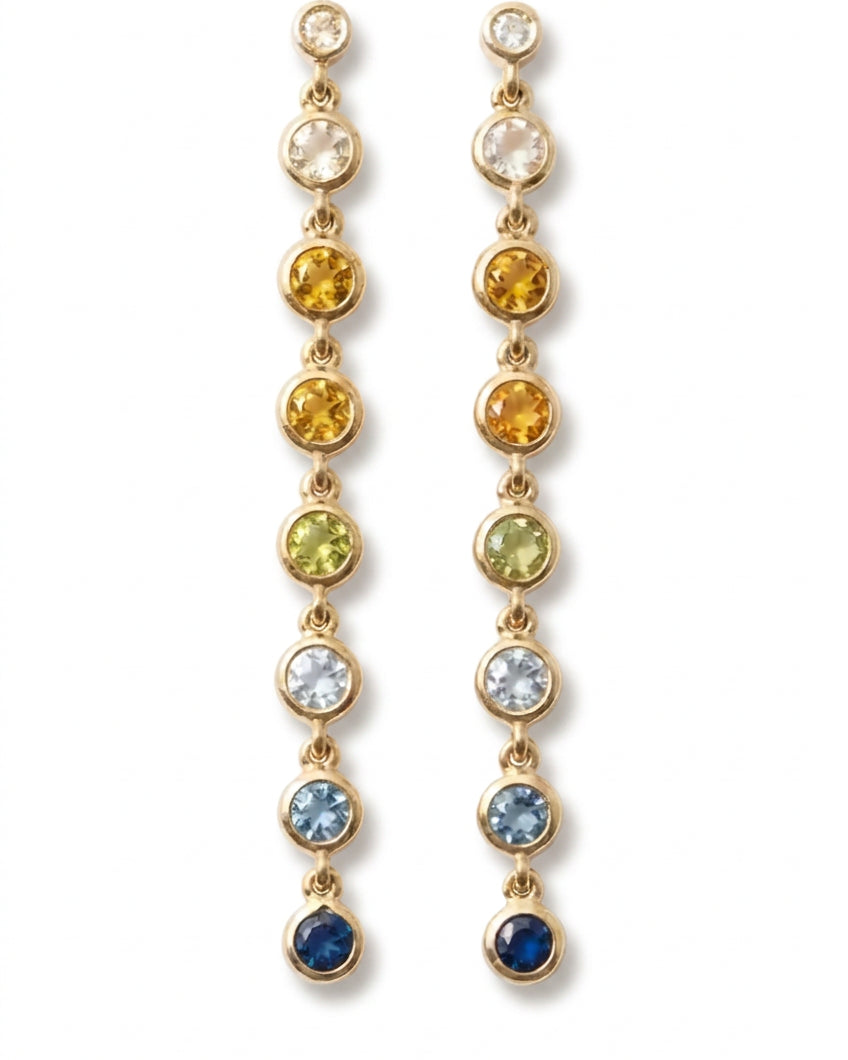 Ogden Of Harrogate Jewellery Multi Stone Drop earrings in 9ct Yellow Gold