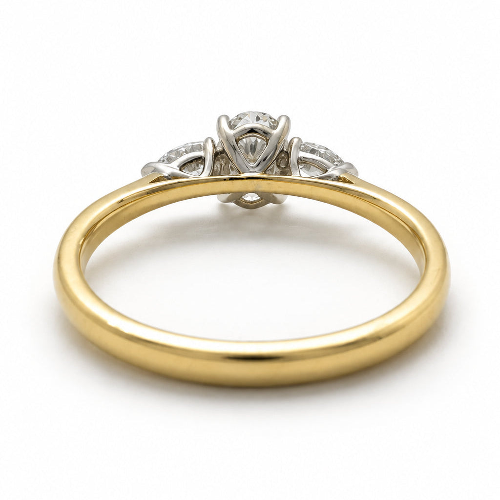 Ogden Of Harrogate Jewellery Oval Diamond Three Stone Ring, 18CT Yellow and White Gold