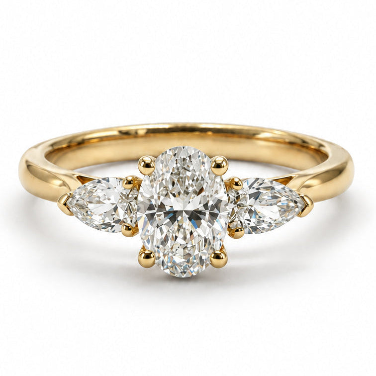 Ogden Of Harrogate Jewellery Oval Diamond Three Stone Ring, 18CT Yellow and White Gold
