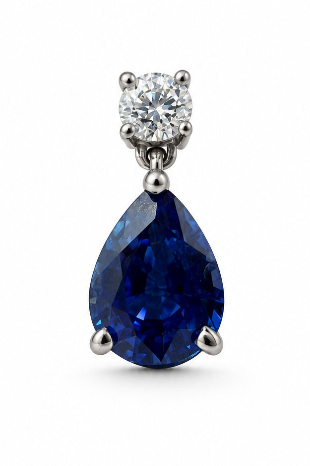 Ogden Of Harrogate Jewellery Pear Shaped Sapphire and Diamond Drop Earrings, 18ct White Gold