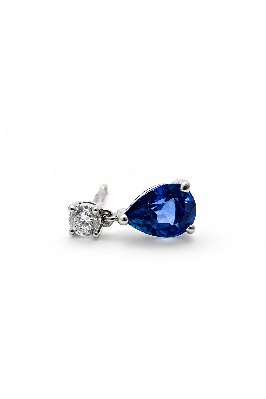 Ogden Of Harrogate Jewellery Pear Shaped Sapphire and Diamond Drop Earrings, 18ct White Gold